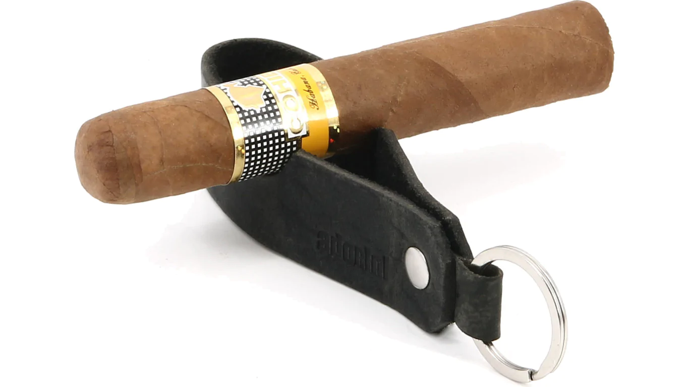 adorini Zigarren- und Pfeifenablage Echtleder Schlüsselanhänger schwarz