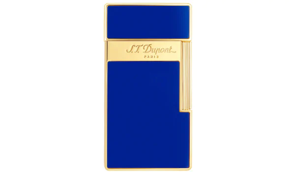 S.T. Dupont Biggy Feuerzeug Naturlack Blau Gold 025005