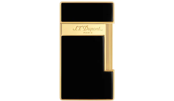 S.T. Dupont Slimmy Feuerzeug Naturlack Schwarz Gold 028002