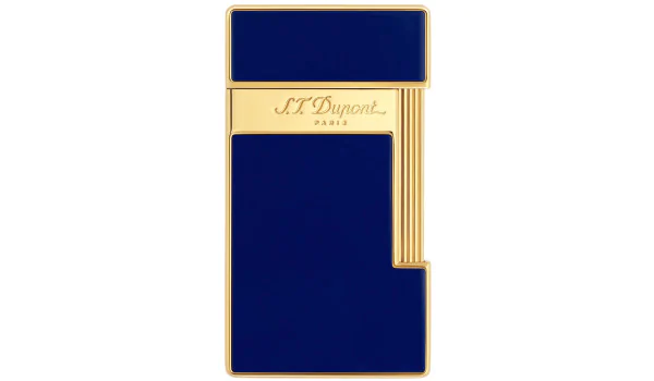 S.T. Dupont Slimmy Feuerzeug Naturlack Blau Gold 028005