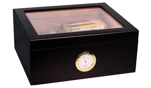 BigSmoke Humidor Medium schwarz mit Glasdeckel